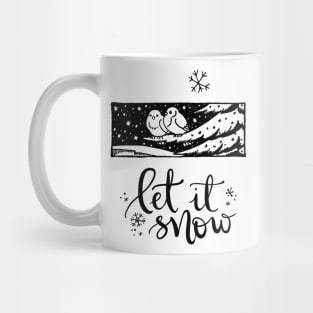 Birds Winter Scene Vintage Print Mug